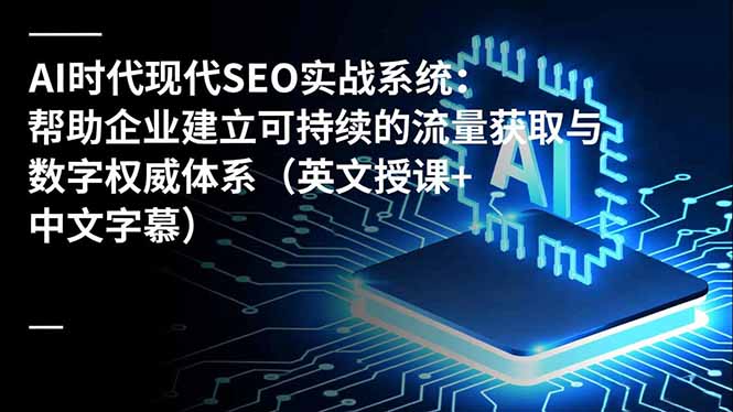 AI时代现代SEO实战系统：帮助企业建立可持续的流量获取与数字权威体系(英文授课+中文字幕-百盛轻创