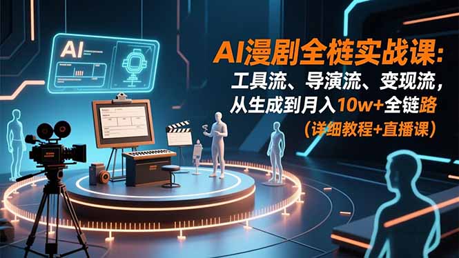 AI漫剧全栈实战课：工具流、导演流、变现流，从生成到月入10w+全链路 (详细教程+直播课-小艾项目网