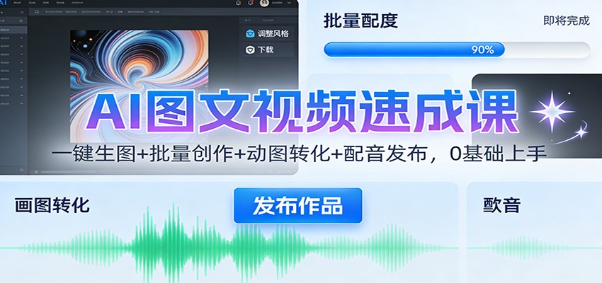 AI图文视频速成课：一键生图+批量创作+动图转化+配音发布，0基础上手-百盛轻创