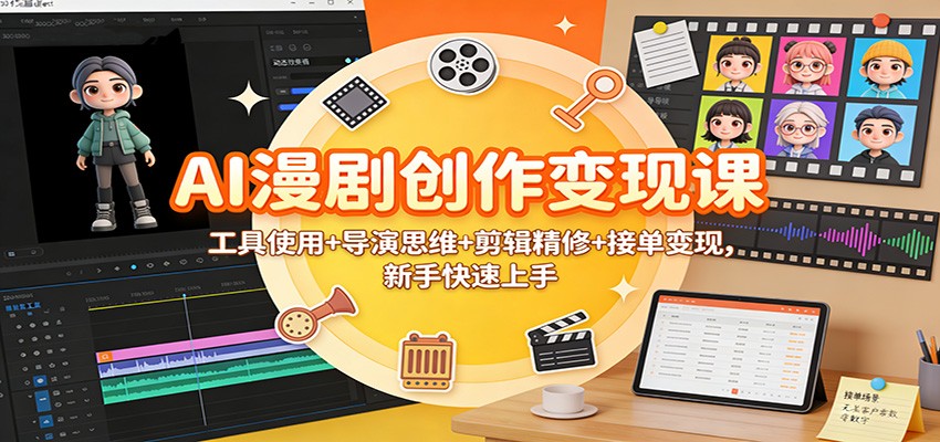 AI漫剧创作变现课：工具使用+导演思维+剪辑精修+接单变现，新手快速上手-百盛轻创