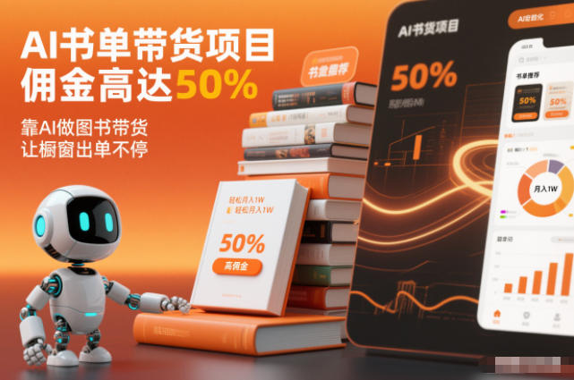 AI书单带货项目，佣金高达50%，靠AI做图书带货，让橱窗出单不停，轻松月入1W-小艾项目网