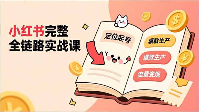 小红书完整全链路实战课，定位起号、爆款生产、流量变现，实现稳定出单，净利润可观-小艾项目网