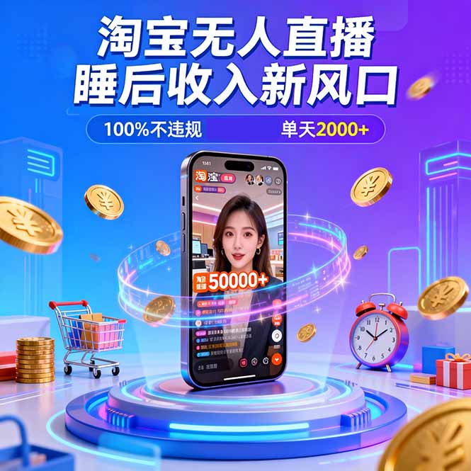 淘宝无人直播，不违规不封号，直播100小时卖了5万，年底旺季！-小艾项目网