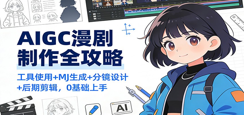 AIGC漫剧制作全攻略：工具使用+MJ生成+分镜设计+后期剪辑，0基础上手-小艾项目网