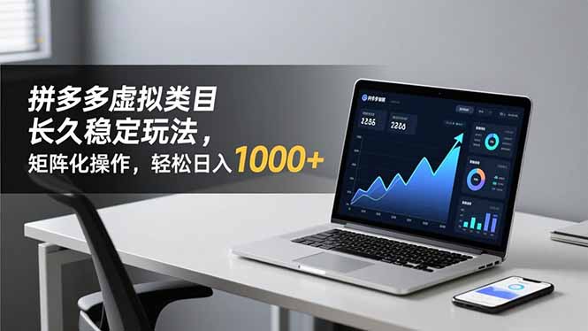 拼多多虚拟类目长久稳定玩法 矩阵化操作，轻松日入 1000+-小艾项目网