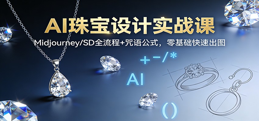 AI珠宝设计实战课：Midjourney/SD全流程+咒语公式，零基础快速出图-百盛轻创