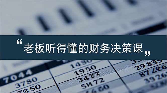 老板能听得懂的财务决策课，报表解读、数据洞察、风险识别，用财务驱动业务增长-百盛轻创