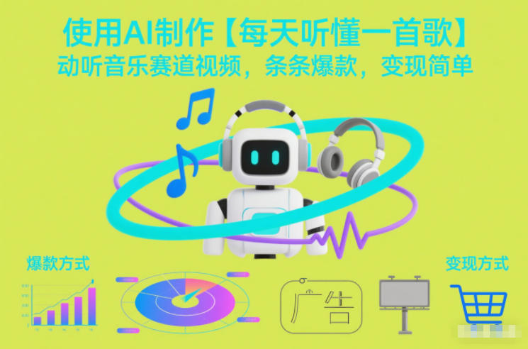 使用AI制作【每天听懂一首歌】动听音乐赛道视频，条条爆款，变现简单-小艾项目网