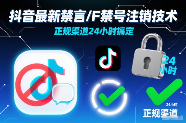 抖音最新禁言/F禁号注销技术，正规渠道24小时搞定-小艾项目网