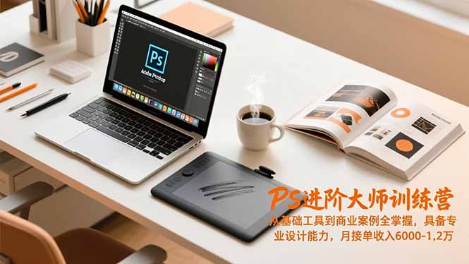 PS进阶大师训练营，从基础工具到商业案例全掌握，具备专业设计能力，月接单收入6000-1.2万-小艾项目网
