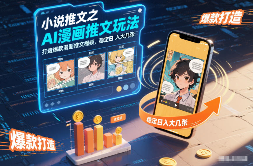 小说推文之AI漫画推文玩法，打造爆款漫画推文视频，稳定日入大几张-百盛轻创