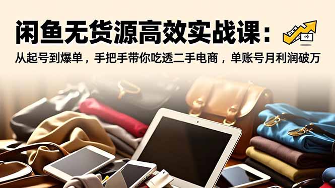 闲鱼无货源高效实战课：从起号到爆单，手把手带你吃透二手电商，单账号月利润破万-小艾项目网