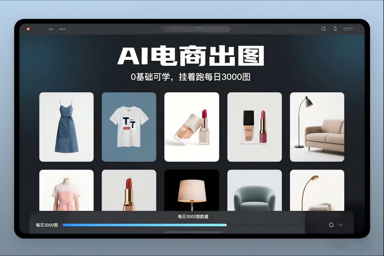 AI电商出图，0基础可学，挂着跑每日3000图-百盛轻创
