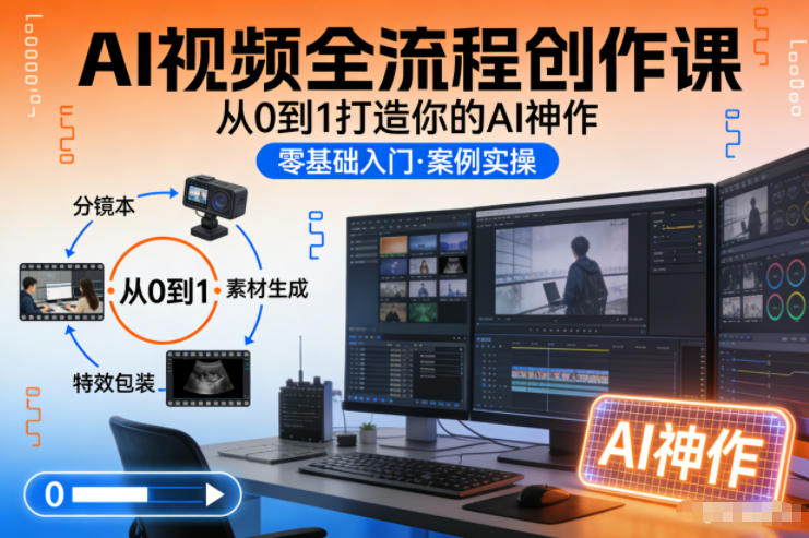 AI视频全流程创作课，从0到1打造你的AI神作-小艾项目网