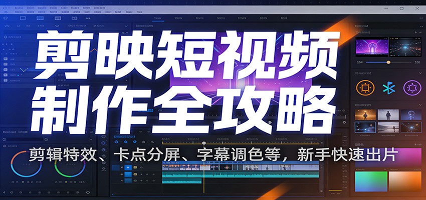 剪映短视频制作全攻略：剪辑特效、卡点分屏、字幕调色等，新手快速出片-百盛轻创