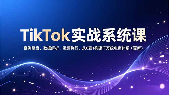 TikTok实战系统课，案例复盘、数据解析、运营执行，从0到1构建千万级电商体系(更新-百盛轻创