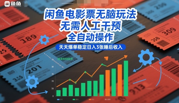 闲鱼电影票无脑玩法，无需人工干预，全自动操作，天天爆单稳定日入3张睡后收入【揭秘】-小艾项目网