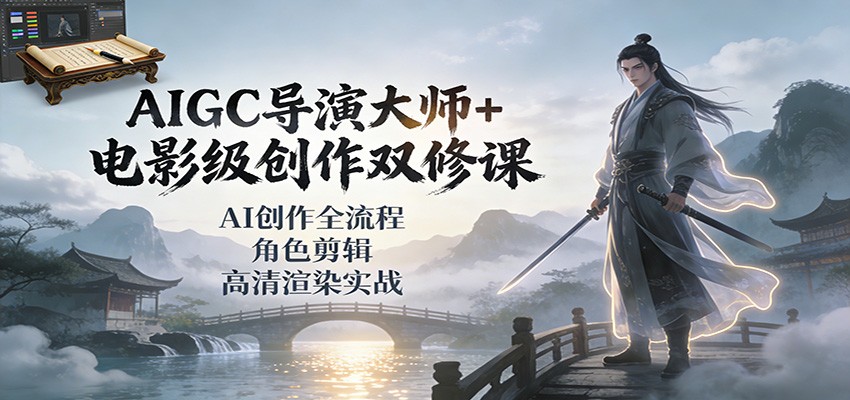 AIGC导演大师+电影级创作双修课：AI创作全流程、角色剪辑、高清渲染实战-小艾项目网