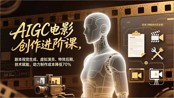 AIGC电影创作进阶课，剧本视觉生成、虚拟演员、特效后期，技术赋能，助力制作成本降低70%-小艾项目网