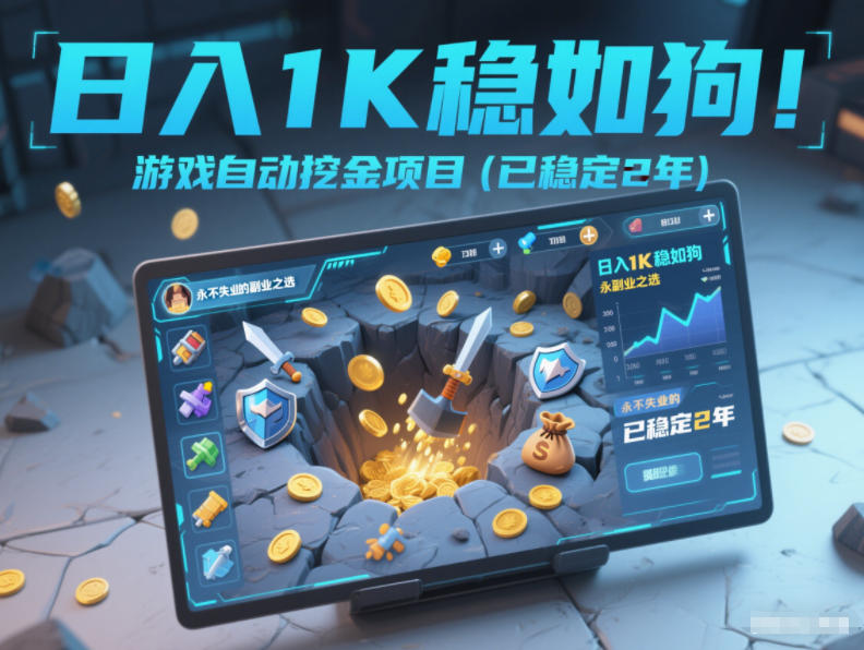 日入1K稳如狗！游戏自动挖金项目(已稳定2年)，永不失业的副业之选【揭秘】-百盛轻创