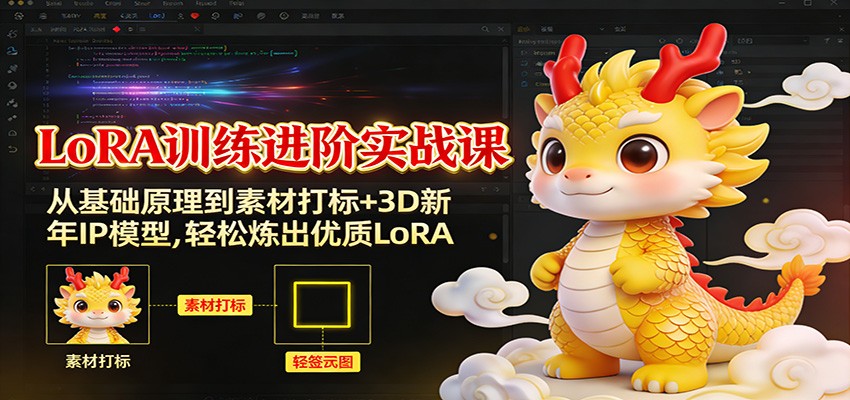 LoRA训练进阶实战课：从基础原理到素材打标+3D新年IP模型，轻松炼出优质LoRA-小艾项目网