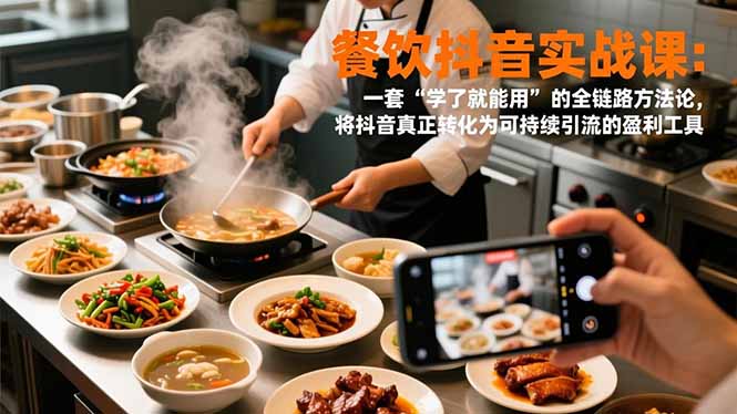 餐饮抖音实战课：一套“学了就能用”的全链路方法论，将抖音真正转化为可持续引流的盈利工具-百盛轻创