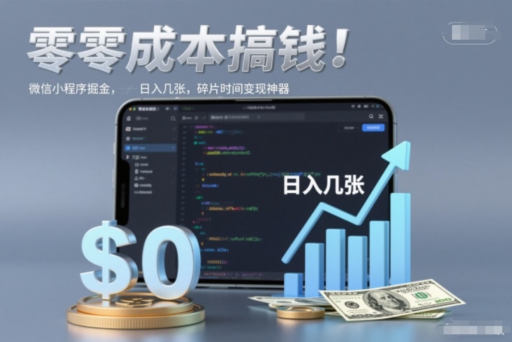零成本搞钱,微信小程序掘金,简单易操作,日入几张,碎片时间变现神器【揭秘】