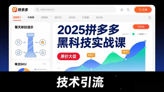 2025拼多多黑科技实战课，擎天柱玩法、爆流SKU、原价大促，技术引流，单店日销轻松破千单-百盛轻创