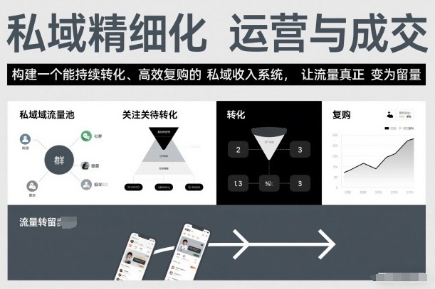 私域精细化运营与成交，构建一个能持续转化、高效复购的私域收入系统，让流量真正变为留量-小艾项目网