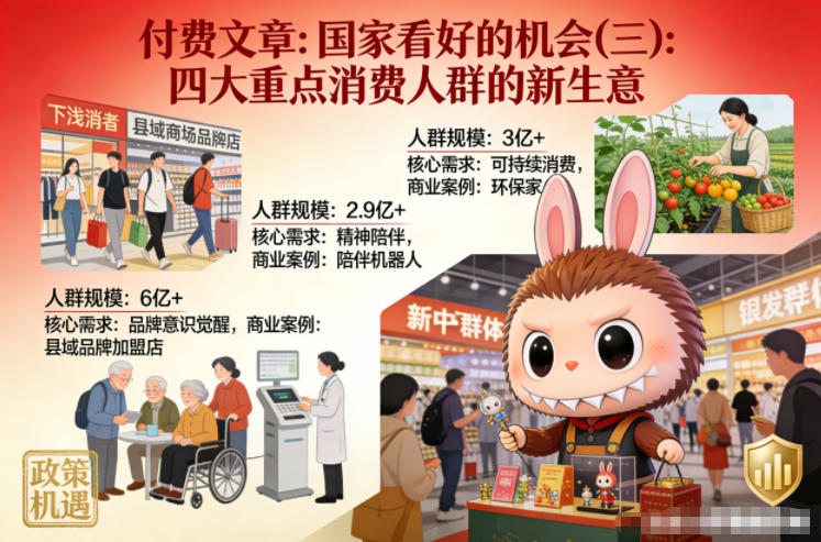付费文章：国家看好的机会(三)：四大重点消 费人群的新生意-小艾项目网