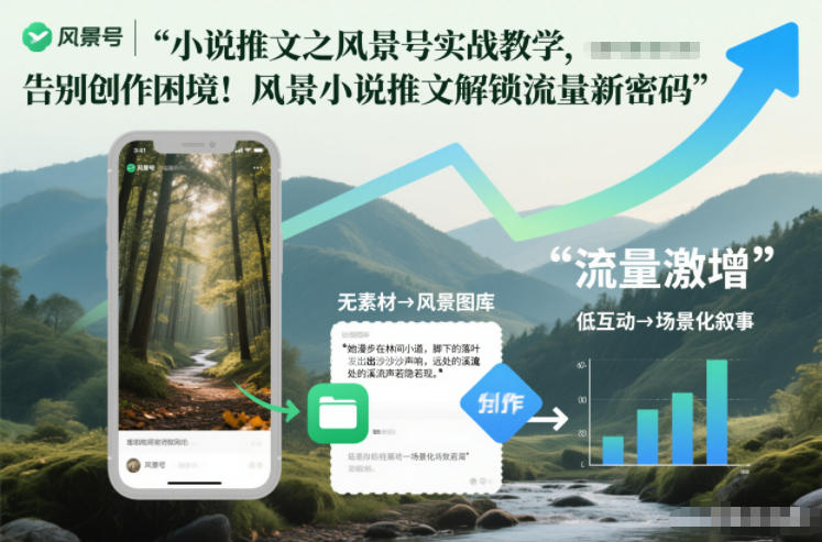 小说推文之风景号实战教学，告别创作困境！风景小说推文解锁流量新密码-百盛轻创