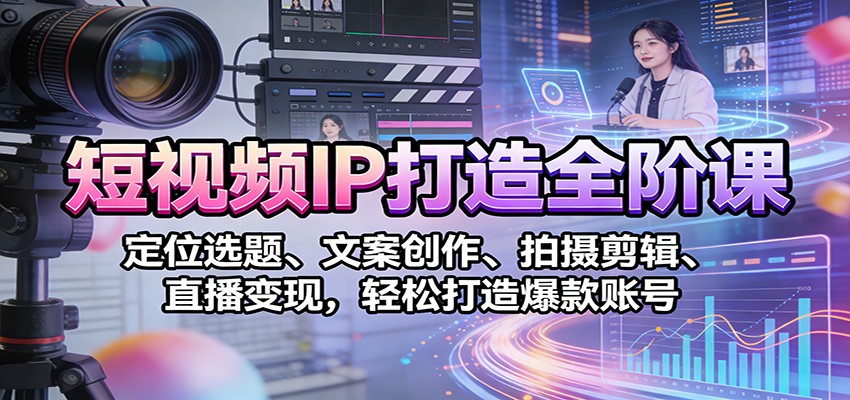 短视频IP打造全阶课：定位选题、文案创作、拍摄剪辑、直播变现，轻松打造爆款账号-百盛轻创
