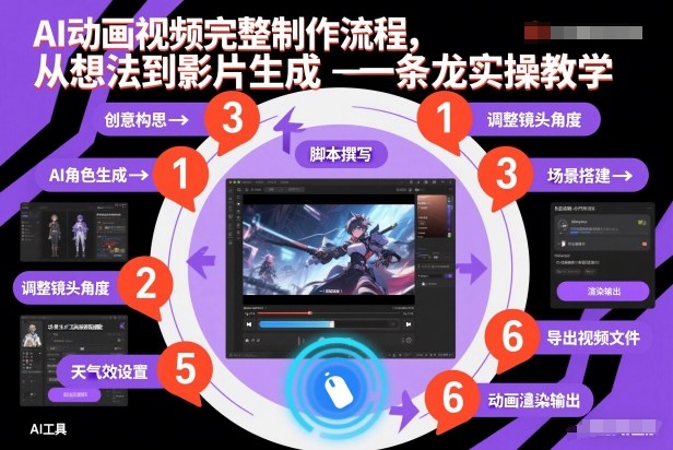AI动画视频完整制作流程，从想法到影片生成一条龙实操教学-百盛轻创