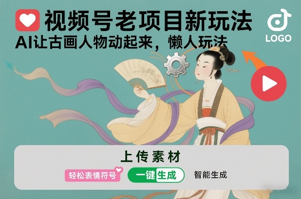 视频号老项目新玩法，AI让古画人物动起来，懒人玩法，附详细教程-小艾项目网
