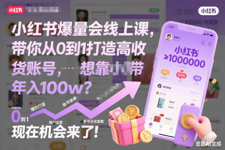 小红书爆量会线上课,带你从0到1打造高收益带货账号,想靠小红书带货年入100w?现在机会来了!(更新)-小艾项目网