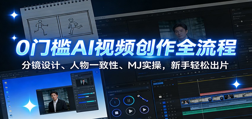 0门槛AI视频创作全流程：分镜设计、人物一致性、MJ实操，新手轻松出片-百盛轻创