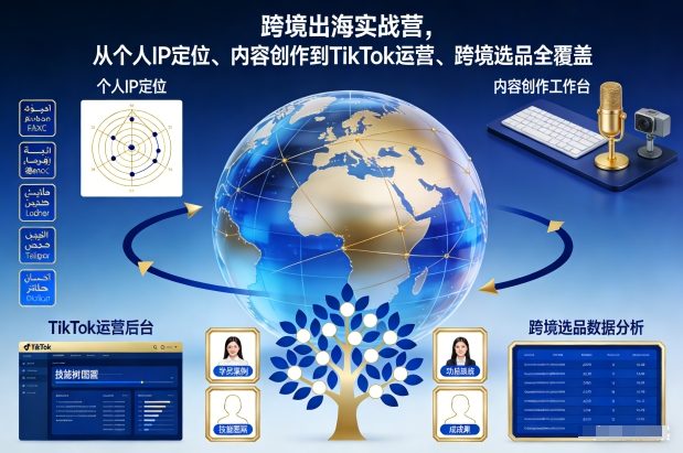 跨境出海实战营，从个人IP定位、内容创作到TikTok运营、跨境选品全覆盖-百盛轻创