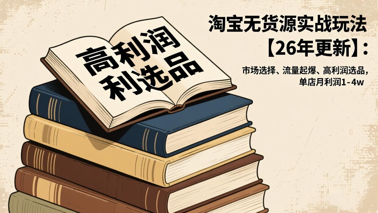 淘宝无货源实战玩法【26年更新】：市场选择、流量起爆、高利润选品，单店月利润1-4w-百盛轻创