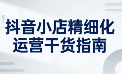 抖音小店精细化运营干货指南新版，助力商家系统提升店铺运营能力(更新)-小艾项目网