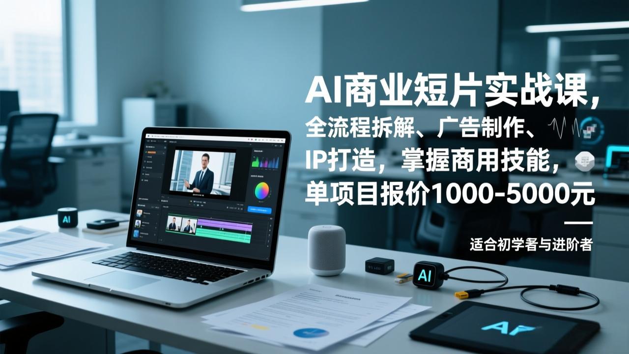 AI商业短片实战课，全流程拆解、广告制作、IP打造，掌握商用技能，单项目报价1000-5000元-百盛轻创