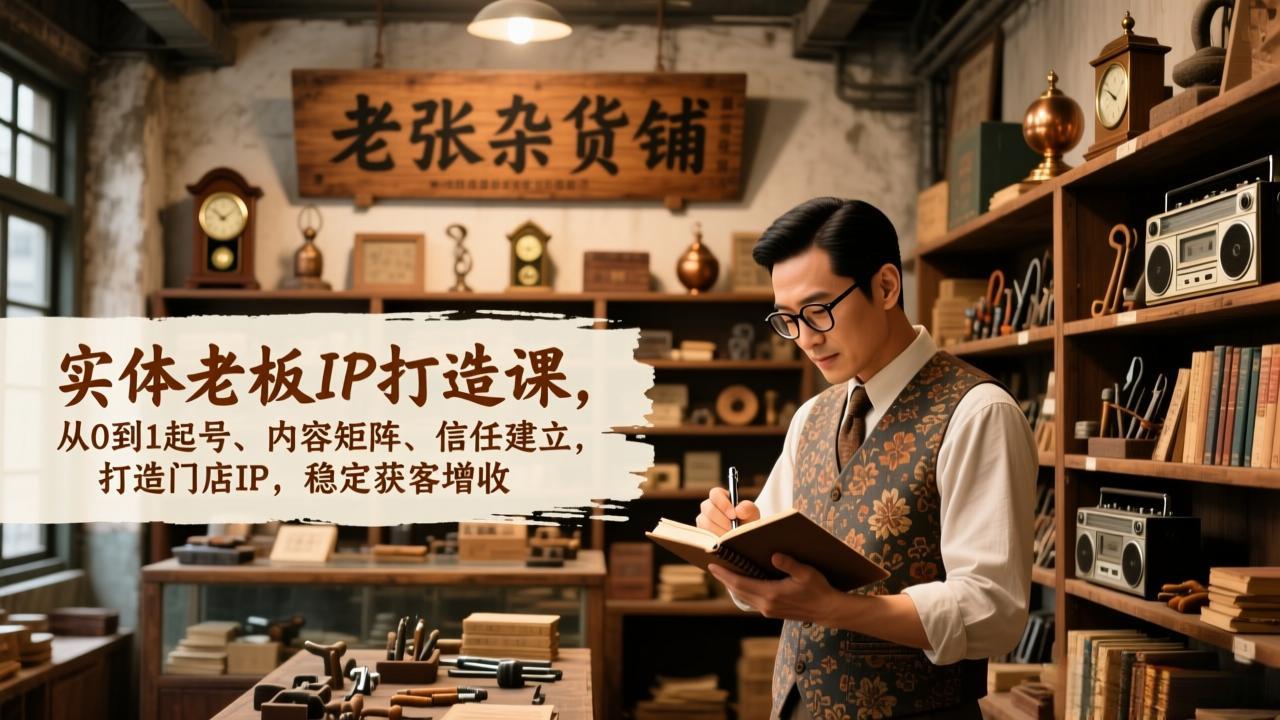 实体老板IP打造课，从0到1起号、内容矩阵、信任建立，打造门店IP，稳定获客增收-小艾项目网