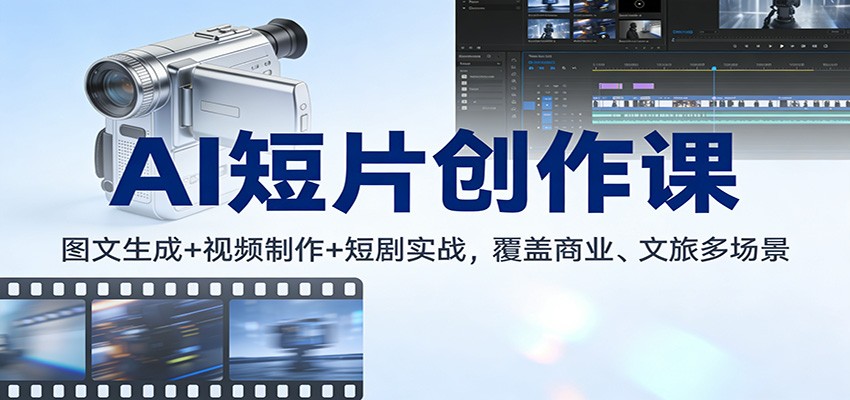 AI短片创作课：图文生成+ 视频制作+短剧实战，覆盖商业、 文旅多场景-小艾项目网