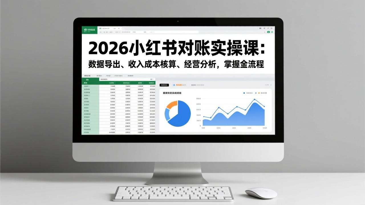 2026小红书对账实操课：数据导出、收入成本核算、经营分析，掌握全流程-百盛轻创