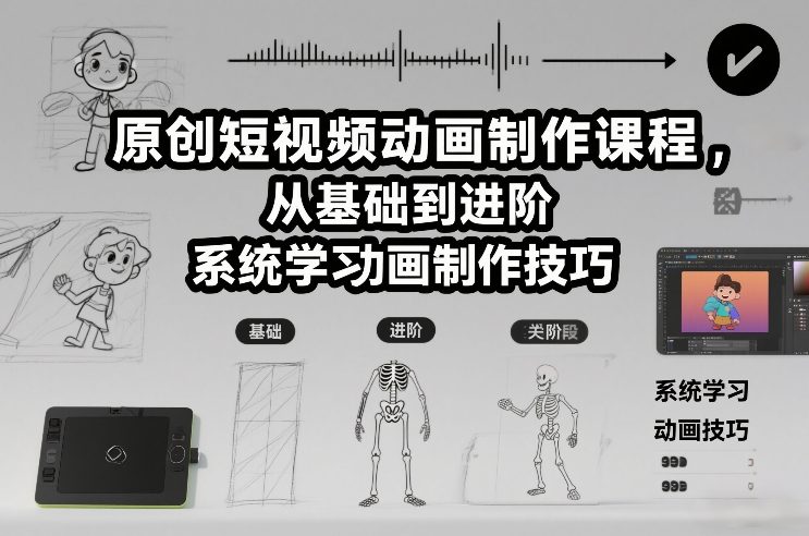 原创短视频动画制作课程，从基础到进阶，系统学习动画制作技巧-小艾项目网
