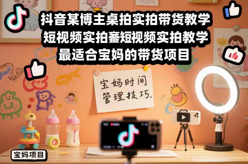 抖音某博主桌拍实拍带货教学，短视频实拍教学，最适合宝妈的带货项目-百盛轻创