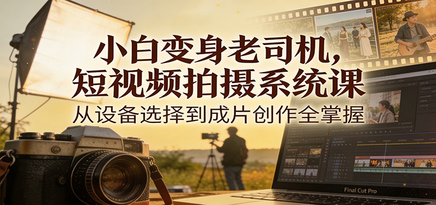 小白变身老司机，短视频拍摄系统课，从设备选择到成片创作全掌握-百盛轻创