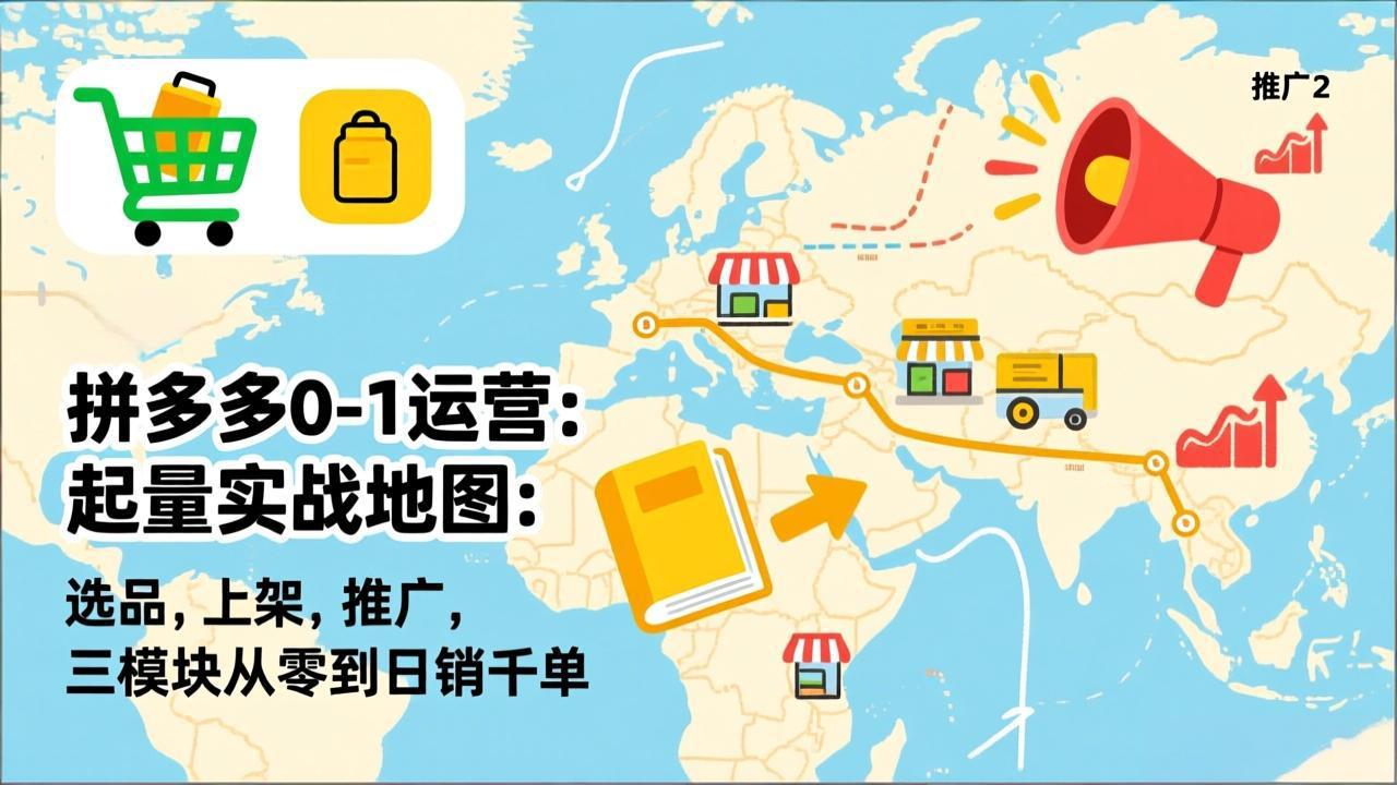 拼多多0-1运营：起量实战地图：选品，上架，推广，三模块从零到日销千单-百盛轻创