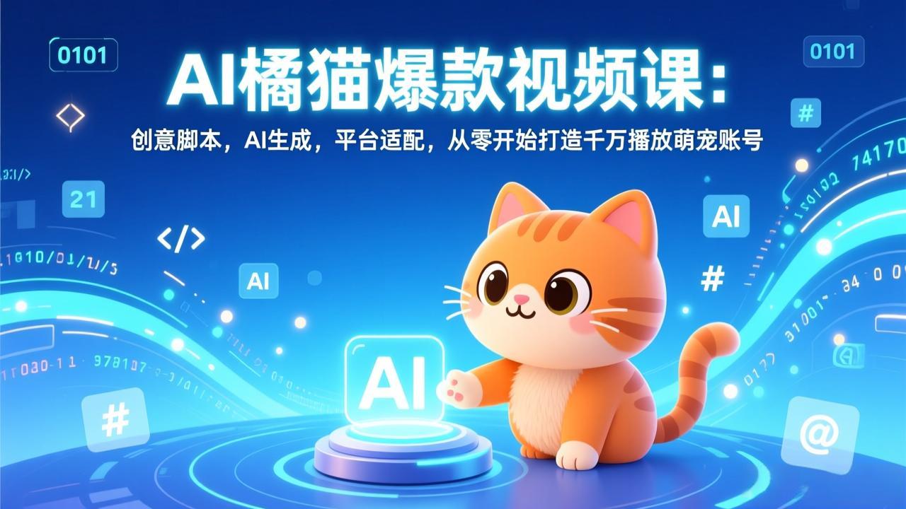 AI橘猫爆款视频课：创意脚本，AI生成，平台适配，从零开始打造千万播放萌宠账号-百盛轻创