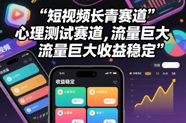 短视频长青赛道，心里测试赛道，流量巨大，收益稳定-小艾项目网