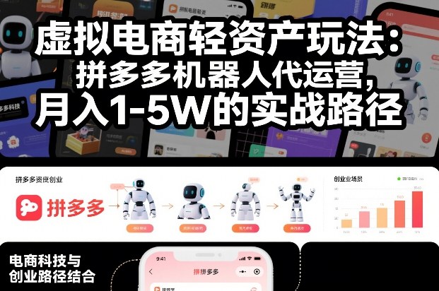 虚拟电商轻资产玩法：拼多多机器人代运营，月入1-5W的实战路径【揭秘】-百盛轻创